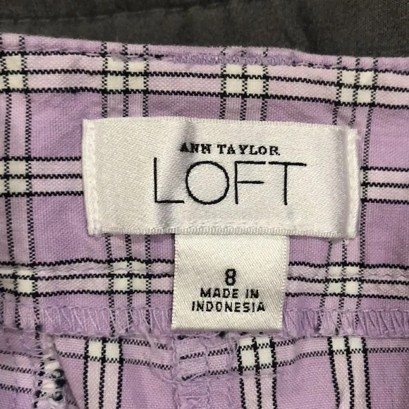 Ann Taylor Loft Bermuda shorts. Sz 8. Purple windowpane plaid - Picture 4 of 5